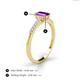 4 - Silvia Desire 6x4 mm Emerald Cut Amethyst and Round Diamond Engagement Ring 