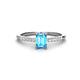 1 - Silvia Desire 6x4 mm Emerald Cut Blue Topaz and Round Diamond Engagement Ring 