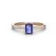 1 - Silvia Desire 6x4 mm Emerald Cut Iolite and Round Diamond Engagement Ring 