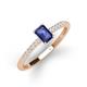 3 - Silvia Desire 6x4 mm Emerald Cut Iolite and Round Diamond Engagement Ring 