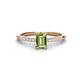 1 - Silvia Desire 6x4 mm Emerald Cut Peridot and Round Diamond Engagement Ring 