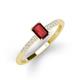 3 - Silvia Desire 6x4 mm Emerald Cut Red Garnet and Round Diamond Engagement Ring 