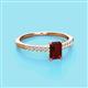 2 - Silvia Desire 6x4 mm Emerald Cut Red Garnet and Round Diamond Engagement Ring 