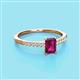 2 - Silvia Desire 6x4 mm Emerald Cut Rhodolite Garnet and Round Diamond Engagement Ring 