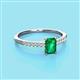 2 - Silvia Desire 6x4 mm Emerald Cut Emerald and Round Diamond Engagement Ring 