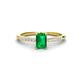 1 - Silvia Desire 6x4 mm Emerald Cut Emerald and Round Diamond Engagement Ring 