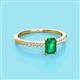 2 - Silvia Desire 6x4 mm Emerald Cut Emerald and Round Diamond Engagement Ring 