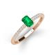 3 - Silvia Desire 6x4 mm Emerald Cut Emerald and Round Diamond Engagement Ring 