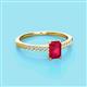 2 - Silvia Desire 6x4 mm Emerald Cut Ruby and Round Diamond Engagement Ring 