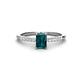 1 - Silvia Desire 6x4 mm Emerald Cut London Blue Topaz and Round Diamond Engagement Ring 