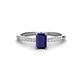 1 - Silvia Desire 6x4 mm Emerald Cut Blue Sapphire and Round Diamond Engagement Ring 