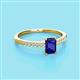 2 - Silvia Desire 6x4 mm Emerald Cut Blue Sapphire and Round Diamond Engagement Ring 