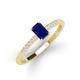 3 - Silvia Desire 6x4 mm Emerald Cut Blue Sapphire and Round Diamond Engagement Ring 