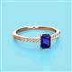 2 - Silvia Desire 6x4 mm Emerald Cut Blue Sapphire and Round Diamond Engagement Ring 