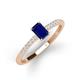3 - Silvia Desire 6x4 mm Emerald Cut Blue Sapphire and Round Diamond Engagement Ring 