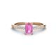 1 - Silvia Desire 6x4 mm Emerald Cut Pink Sapphire and Round Diamond Engagement Ring 