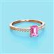 2 - Silvia Desire 6x4 mm Emerald Cut Pink Sapphire and Round Diamond Engagement Ring 