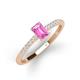 3 - Silvia Desire 6x4 mm Emerald Cut Pink Sapphire and Round Diamond Engagement Ring 
