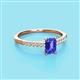 2 - Silvia Desire 6x4 mm Emerald Cut Tanzanite and Round Diamond Engagement Ring 