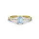 1 - Silvia Desire 6x4 mm Emerald Cut Aquamarine and Round Diamond Engagement Ring 