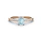 1 - Silvia Desire 6x4 mm Emerald Cut Aquamarine and Round Diamond Engagement Ring 