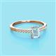 2 - Silvia Desire 6x4 mm Emerald Cut Aquamarine and Round Diamond Engagement Ring 