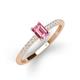 3 - Silvia Desire 6x4 mm Emerald Cut Pink Tourmaline and Round Diamond Engagement Ring 