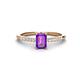 1 - Silvia Desire 6x4 mm Emerald Cut Amethyst and Round Diamond Engagement Ring 