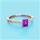 2 - Silvia Desire 6x4 mm Emerald Cut Amethyst and Round Diamond Engagement Ring 