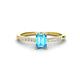 1 - Silvia Desire 6x4 mm Emerald Cut Blue Topaz and Round Diamond Engagement Ring 
