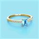 2 - Silvia Desire 6x4 mm Emerald Cut Blue Topaz and Round Diamond Engagement Ring 