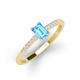3 - Silvia Desire 6x4 mm Emerald Cut Blue Topaz and Round Diamond Engagement Ring 