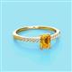 2 - Silvia Desire 6x4 mm Emerald Cut Citrine and Round Diamond Engagement Ring 