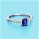 2 - Silvia Desire 6x4 mm Emerald Cut Iolite and Round Diamond Engagement Ring 