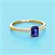 2 - Silvia Desire 6x4 mm Emerald Cut Iolite and Round Diamond Engagement Ring 