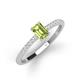 3 - Silvia Desire 6x4 mm Emerald Cut Peridot and Round Diamond Engagement Ring 