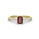 1 - Silvia Desire 6x4 mm Emerald Cut Red Garnet and Round Diamond Engagement Ring 