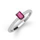 3 - Silvia Desire 6x4 mm Emerald Cut Rhodolite Garnet and Round Diamond Engagement Ring 