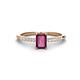 1 - Silvia Desire 6x4 mm Emerald Cut Rhodolite Garnet and Round Diamond Engagement Ring 