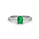 1 - Silvia Desire 6x4 mm Emerald Cut Emerald and Round Diamond Engagement Ring 