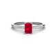 1 - Silvia Desire 6x4 mm Emerald Cut Ruby and Round Diamond Engagement Ring 