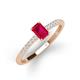 3 - Silvia Desire 6x4 mm Emerald Cut Ruby and Round Diamond Engagement Ring 
