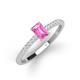 3 - Silvia Desire 6x4 mm Emerald Cut Pink Sapphire and Round Diamond Engagement Ring 