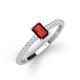 3 - Silvia Desire 6x4 mm Emerald Cut Red Garnet and Round Diamond Engagement Ring 