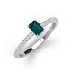 3 - Silvia Desire 6x4 mm Emerald Cut London Blue Topaz and Round Diamond Engagement Ring 