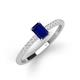 3 - Silvia Desire 6x4 mm Emerald Cut Blue Sapphire and Round Diamond Engagement Ring 