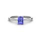 1 - Silvia Desire 6x4 mm Emerald Cut Tanzanite and Round Diamond Engagement Ring 