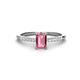 1 - Silvia Desire 6x4 mm Emerald Cut Pink Tourmaline and Round Diamond Engagement Ring 