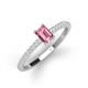 3 - Silvia Desire 6x4 mm Emerald Cut Pink Tourmaline and Round Diamond Engagement Ring 