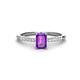 1 - Silvia Desire 6x4 mm Emerald Cut Amethyst and Round Diamond Engagement Ring 
